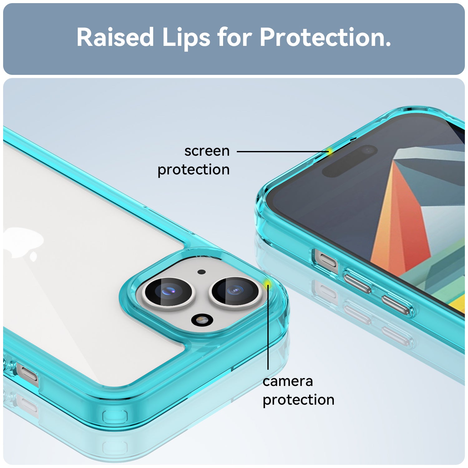 Uniqkart for iPhone 15 Plus TPU+Acrylic Anti-fall Mobile Phone Back Cover Clear Protective Case - Transparent Blue Uniqkart for iPhone 15 Plus TPU+Acrylic Anti-fall Mobile Phone Back Cover Clear Protective Case - Transparent Blue